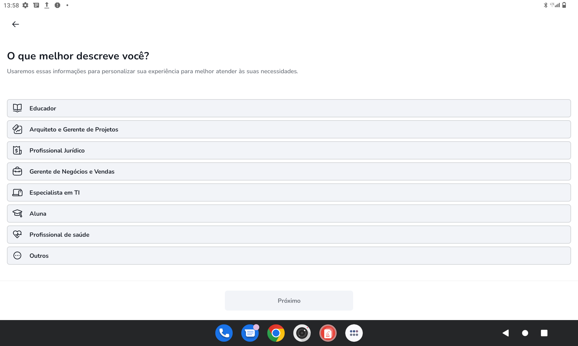 Selecione Profissional da saúde